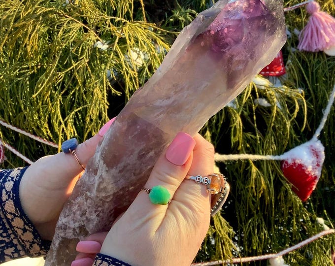 CLEARANCE! ~ Amethyst Crystal Wand ~ Large 1 Lb. 5 oz. ~ 11" Long ~ Natural Sparkling Violet Purple Colors ~ Citrine Inclusions, Ametrine