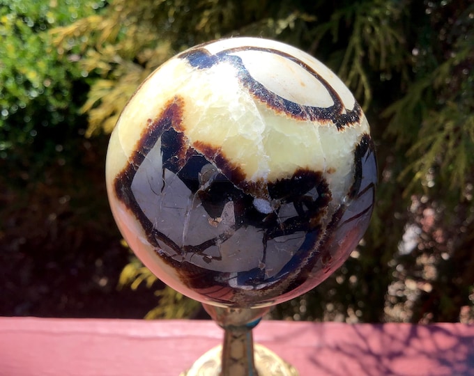 Septarian Dragon Stone Crystal Ball: Reiki Altar Decor (2" Wide, 11 oz)