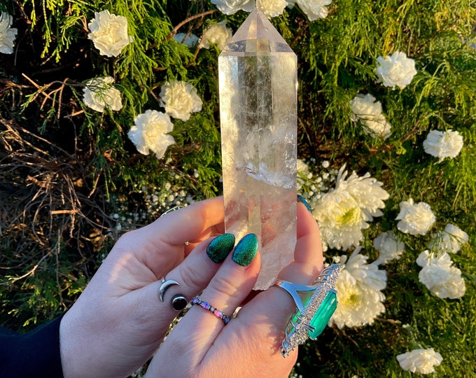 High Altitude Himalayan Ultra Clear Quartz Crystal Wand ~ Large 13 oz. ~ 6" Long ~ Museum Quality Point ~ Water Clear Sparkling Inclusions