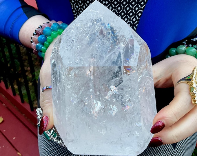 Ultra Clear Quartz Crystal Generator ~ 3 Lb. ~ 5" Tall ~ High Quality Metaphysical Home Decor ~ Reiki, Altar Display ~ Fast & Free Shipping