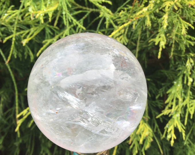 Clear Quartz Crystal Ball ~ Large 11 oz. ~  2" Wide Polished Sphere ~ Beautiful Reiki, Altar, Feng Shui Display ~ Stunning Show Piece