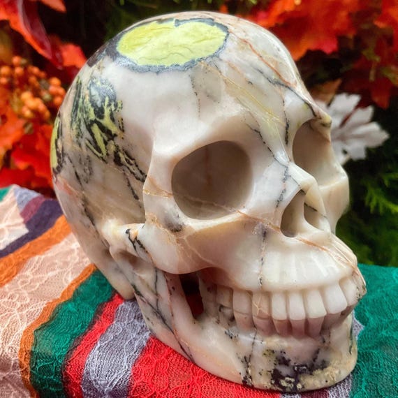 Electric Green Jasper Crystal Skull ~ Large 3 Lb. ~ 5
