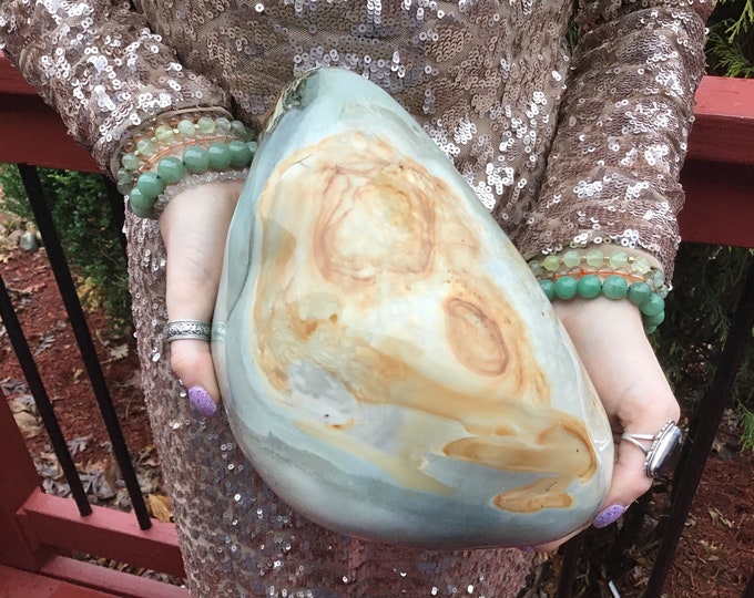 Polychrome Jasper Freeform Crystal ~ Large 14 lb. 14 oz. ~ 9" Long ~ Ocean, Desert, Atlantis Stone ~ Soothing Home Decor, Reiki, Feng Shui ~