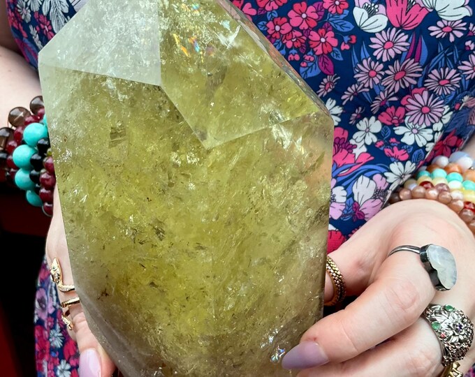 Citrine Crystal Generator ~ Large 3 Lb. 3 oz.~ 6 1/2" Tall ~ Sparkling Clear ~ Metaphysical Home Decor, Reiki, Altar Display ~ Fast Shipping