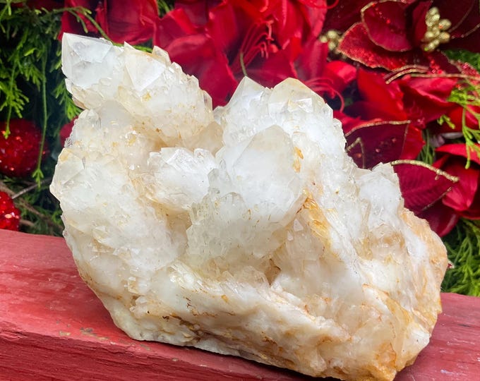 Golden Healer Elestial Clear Quartz Crystal Cluster ~ Large 3 lb. 15 oz. ~ 6" Long ~ Metaphysical Home Decor ~ Free & Fast Shipping, U.S.A ~