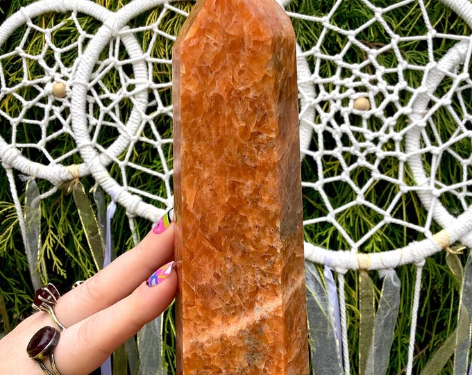 CLEARANCE ~ Orange Apatite Crystal Generator ~ 1 lb. 8 oz. ~ 7" Tall Tower ~ Sparkling Colors ~ Altar, Reiki Display ~ Fast & Free Shipping