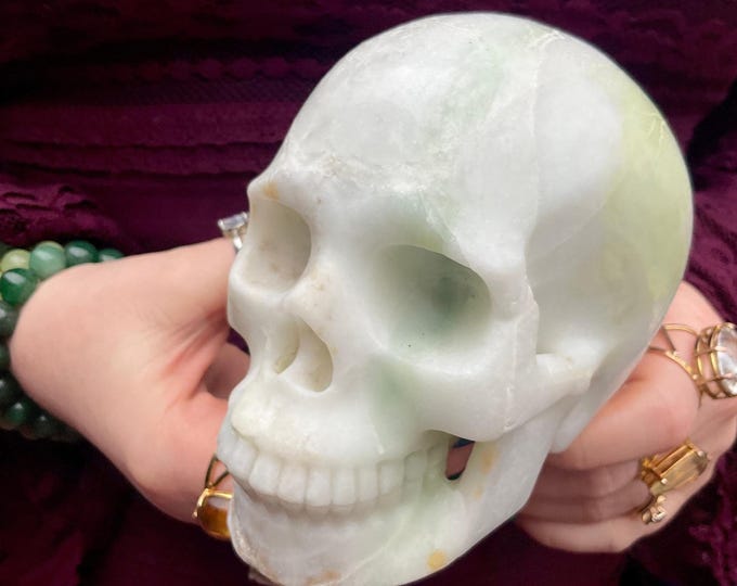 Amazonite Crystal Skull ~ 3 Lb. 8 oz. ~ 5" Long ~ One-of-a-Kind Green, White & Blue Colors ~ Expertly Hand Carved Sculpture