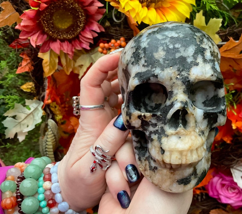 Tourmaline Crystal Large 2 Lb. 15 Oz. Skull 5 Long Swirling Colorful