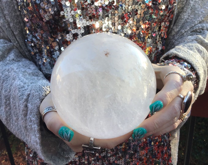 Clear Quartz Crystal Ball ~ Large 4 lb 11 oz. ~ 4" Wide Polished Sphere ~ Sparkling Inclusions ~ Reiki, Altar Display ~ Fast & Free Shipping