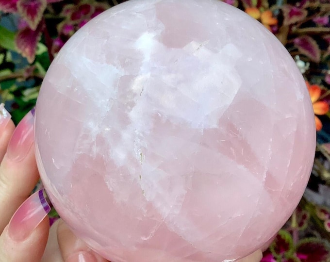 Rose Quartz Crystal Ball ~ Large 1 Lb. 15 oz. ~ 3 1/2" Wide ~ Sparkling Pink Polished Sphere ~ Stunning Natural Home Decor ~ Free Shipping ~