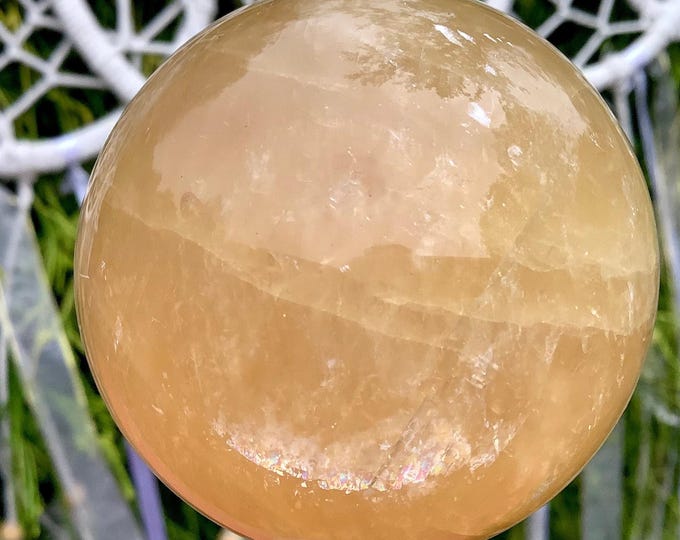 CLEARANCE ~ Yellow Calcite Crystal Ball ~ 10 oz. ~ 2" Wide Sphere ~ Sparkling Golden Colors ~ Solar Plexus Chakra
