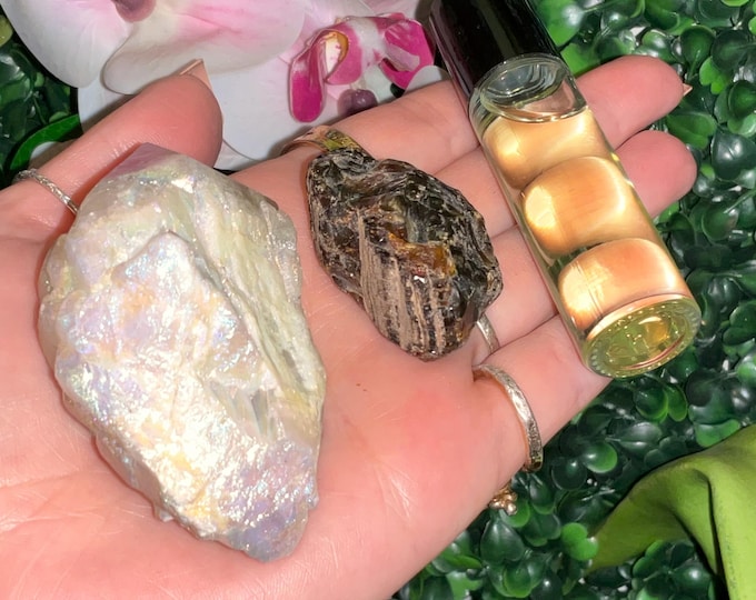 Amber Ascension ~ Crystal Goddess 888 Exclusive Set ~ Combining Poetry, Scent and Crystals for a Multi-Sensory Experience ~