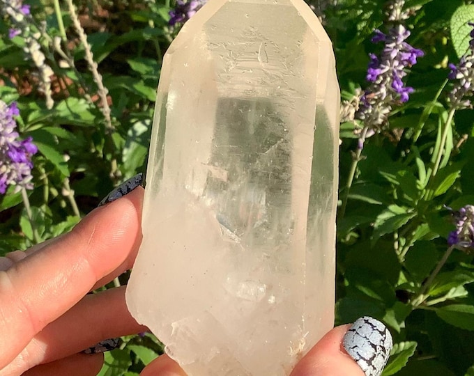 Frosted Lemurian Quartz Crystal Point ~ 8 oz. ~ 4" Long ~ Sparkling Rainbow Inclusions ~ Silver Flashes ~ Fast & Free Shipping ~