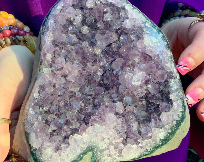CLEARANCE! ~ Amethyst Crystal Cluster ~ Large 3 lb. 9 oz ~ 5" Tall ~ Reiki Display ~ Beautiful Purple Quartz Points ~ Big Specimen