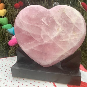 Rose Quartz Crystal Heart ~ Large 31 Lb. ~ 12&quot; Wide Free Standing Custom Display Stand ~ Angelic Baby Pink ~ Perfect Gift ~ Free Shipping