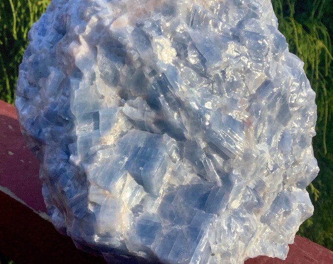 Blue Calcite Crystal Cluster ~ Large 8 Lb. 2 oz.  ~ 7" Long ~ Throat Chakra Reiki Healing Altar Display ~ Meditation, Metaphysical Decor