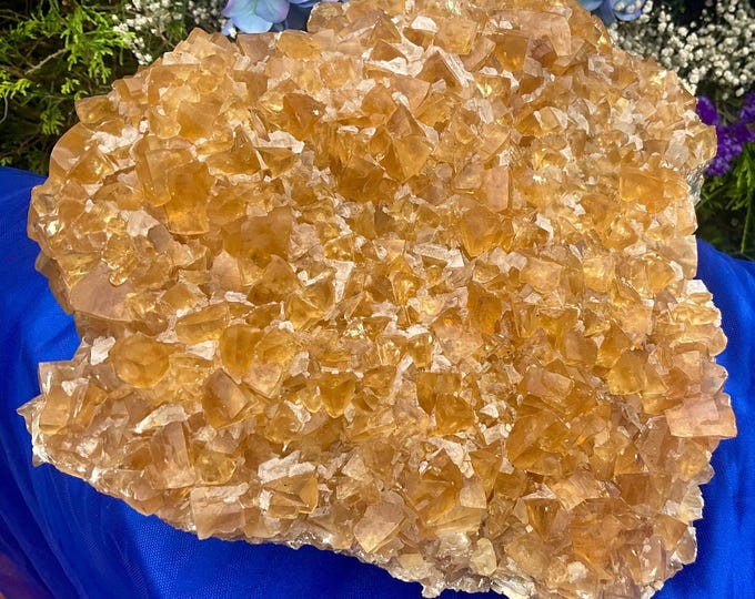 Yellow Cubic Calcite Crystal Cluster ~ Large 15 lb. ~ 12" Long ~ Stunning Museum Quality ~ Fast & Free Shipping ~