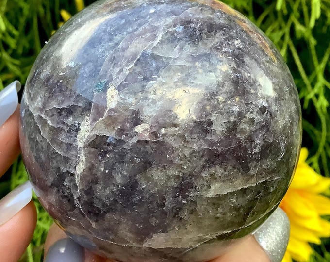 Lepidolite Crystal Ball ~ 15 oz. ~ 2 1/2" Wide Sphere ~ Sparkling Purple Color ~ Altar, Feng Shui, Home Decor ~ Fast & Free Shipping