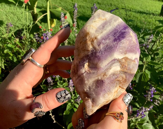 Purple Chevron Amethyst Crystal Point ~ Large 1 Lb. 12 oz ~ 5" Long ~ Gorgeous Natural Display ~ Raw Mineral Specimen ~ Fast & Free Shipping