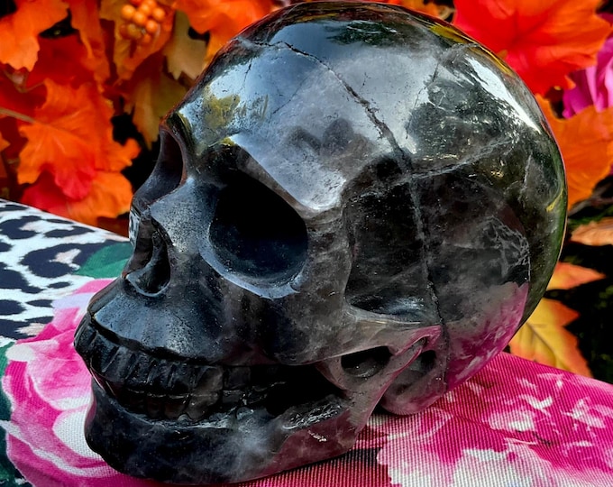 Black Quartz Crystal Skull ~ Large 2 Lb. 14 oz. ~ 5" Long ~ Hand Carved, Rare Dark Smokey Quartz Crystal ~ Fast & Free Shipping from U.S.A