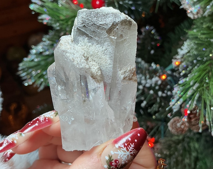 Clear Quartz Crystal Cluster ~ 4 oz. ~ 2 1/2" Long ~ Green Chlorite Chisel Point