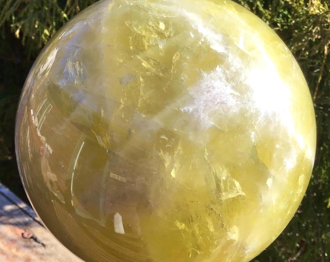 Citrine Crystal Ball ~ Large 7 Lb. 7 oz. ~ 5" Wide ~ Stunning Smokey Quartz Inclusions ~ Natural Metaphysical Home Decor, Chakra, Reiki