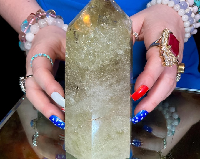 Citrine Crystal Generator ~ 1 Lb. 14 oz. ~ 6 1/2" Tall ~ Sparkling Smokey Inclusions ~ Colorful Rainbow Phantoms ~ Fast & Free Shipping, USA