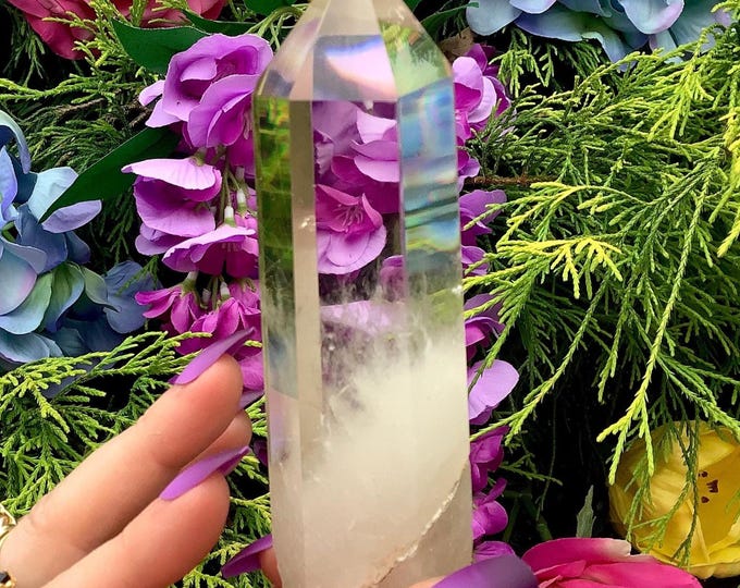 High Altitude Himalayan Clear Quartz Crystal Point ~ Large 7 oz. Wand ~ 4 1/2" Long ~ Highest Quality Metaphysical Decor, Reiki Tool, Altar