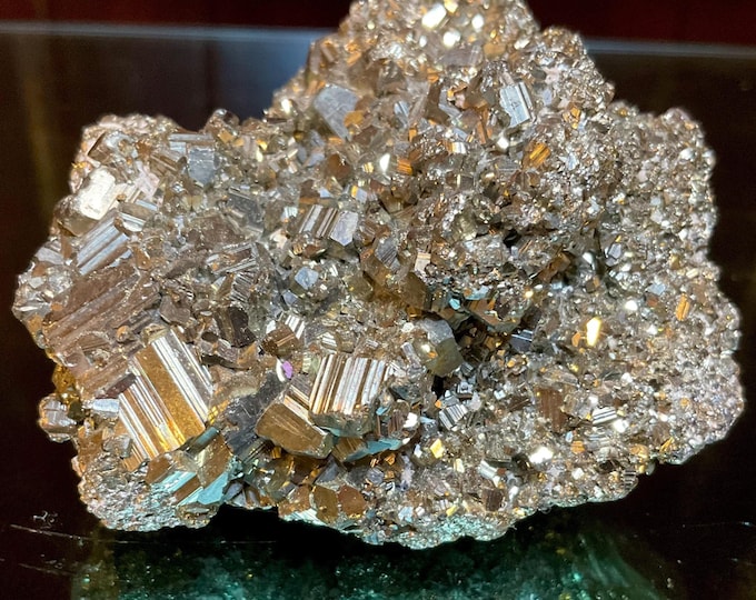 Pyrite Crystal Cluster ~ Large 9 oz. ~ 2 1/2" Long ~ Super Sparkling Golden Specimen ~ Meditation Stone, Altar Feng Shui