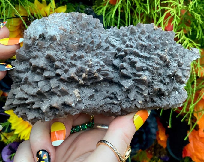 Cave Calcite Crystal Cluster ~ Large 1 Lb. 5" Long ~ Natural Two-Sided Display Mineral on Matrix ~ Sparkling Points ~ Fast & Free Shipping