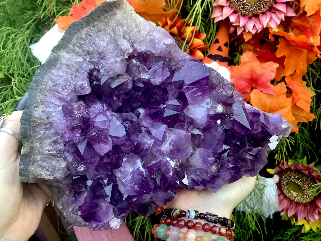 Amethyst Crystal Quartz Large 11 Lb. Cluster 11 Tall Reiki Display