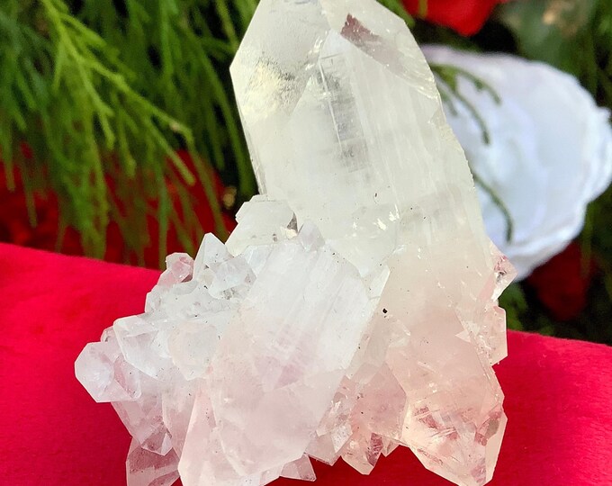 Sparkly Clear Apophyllite Crystal Cluster ~ 2 oz. ~ 2" Long ~ High Luster ~ Handheld Meditation Size, Altar Display ~ Fast & Free Shipping