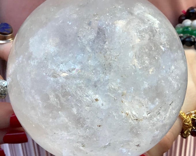 Clear Quartz Crystal Ball ~ Large 2 lb. 3 oz. ~ 3" Polished Sphere ~ Stunning Natural Home Decor ~ Fast & Free Shipping + Gift Wrapping ~