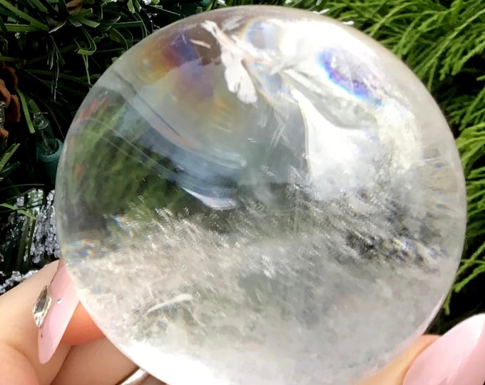 Ultra Clear Quartz Crystal Ball ~ 9.4 oz. ~ 2" Wide ~ Sparkling Polished Sphere ~ Natural Home Decor ~ Fast & Free Shipping, USA ~