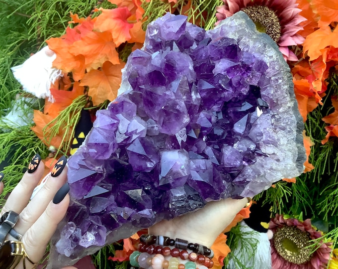Amethyst Crystal Cluster ~ Large 11 lb. ~ 11" Tall ~ Stunning Purple Color ~ Crown Chakra Healing Home Decor Specimen ~ Fast & Free Shipping