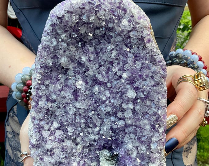 Amethyst Crystal Cluster ~ Large 4 lb. 10 oz. ~ 6 1/2" Tall ~ Crown Chakra Reiki Healing Altar Display ~ Metaphysical Home Decor ~ Sparkly