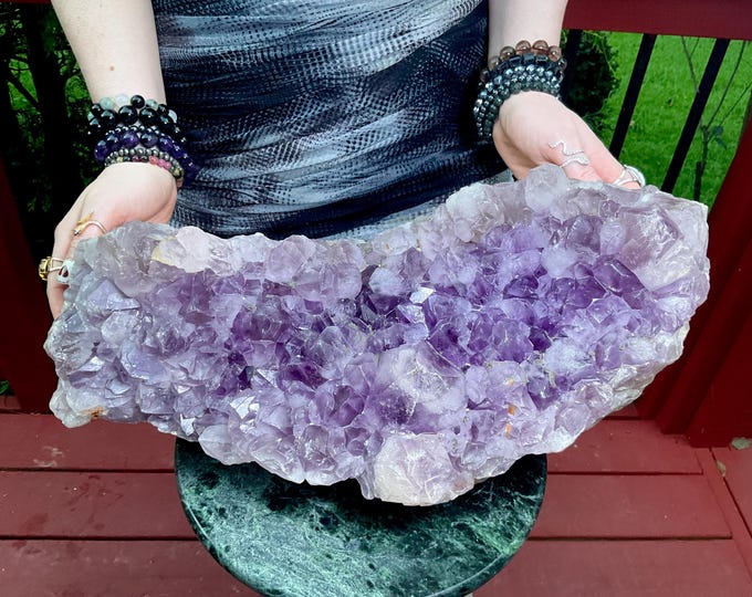 Huge Amethyst Crystal Cluster ~ 37 Lb. ~ 16" Long ~ Crown Chakra Reiki Healing Altar Display, Metaphysical Home Decor ~ Fast & Free Shipping