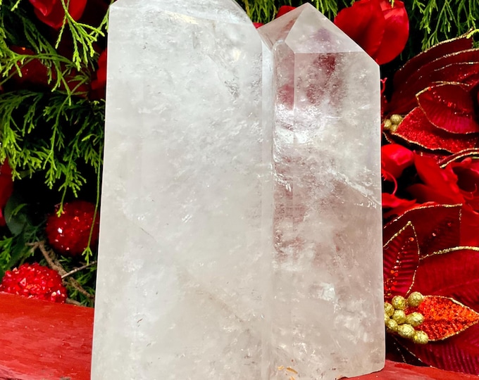 CLEARANCE! ~ Clear Quartz Crystal Twin Flame Generator ~ Large 5 lb. 6 oz. ~ 7" Tall ~ Double Point Tower ~ Sparkling Inclusions ~
