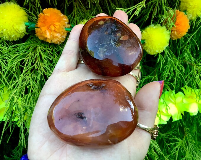 Carnelian Agate Duo of 2 Freeform Crystals ~ 9 oz. ~ Stunning Orange, Red & White Colors ~ Perfect for Gift Giving ~ Fast Shipping from USA