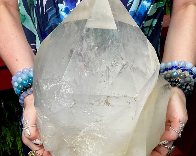 Huge Triple Point Clear Quartz Crystal Cluster ~ 26 Lb. 5 oz. ~ 12" Tall ~ Metaphysical Healing Home Decor ~ Reiki, Altar, Feng Shui Display