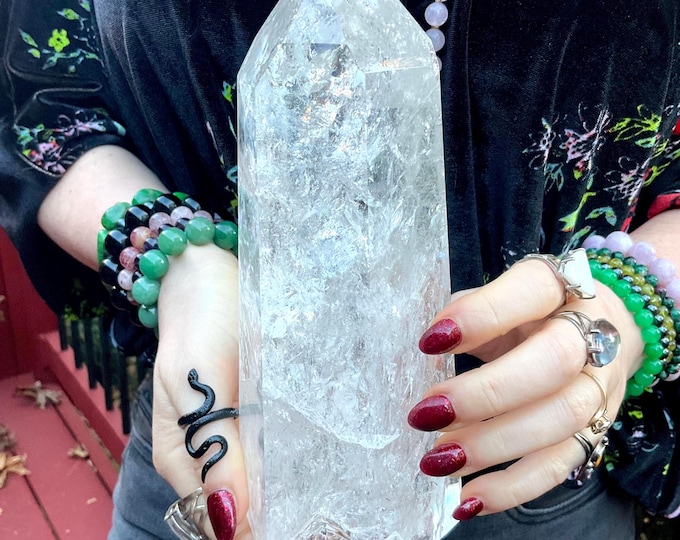 Ultra Clear Quartz BRAZILIAN Crystal Generator ~ Large 3 Lb. 6 oz. ~ 8" Tall ~ Feng Shui ~ Metaphysical Home Decor ~ Reiki, Healing, Altar