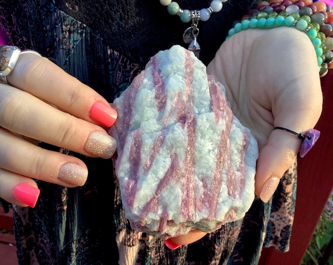Pink Tourmaline in Quartz Crystal ~ Large 12 oz. ~ 4" Long ~ Gemmy Colorful Bands on Sparkling Matrix ~ Fast & Free Shipping from U.S.A. ~