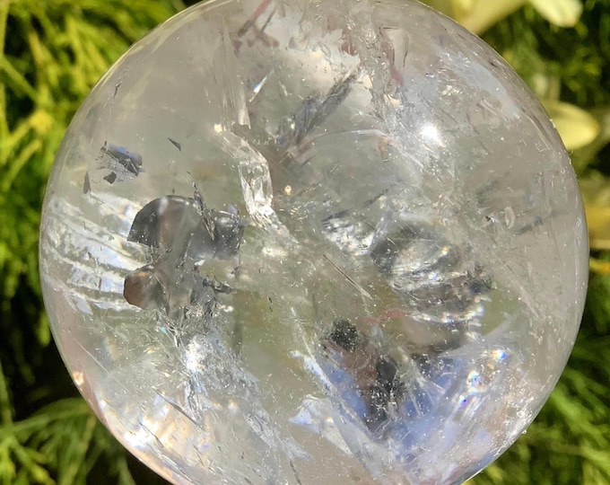 Ultra Clear Quartz Crystal Ball ~ 10 oz ~ 2" Wide ~ Rainbow Inclusions, Super High Quality Metaphysical Home Decor, Reiki, Meditation, Altar