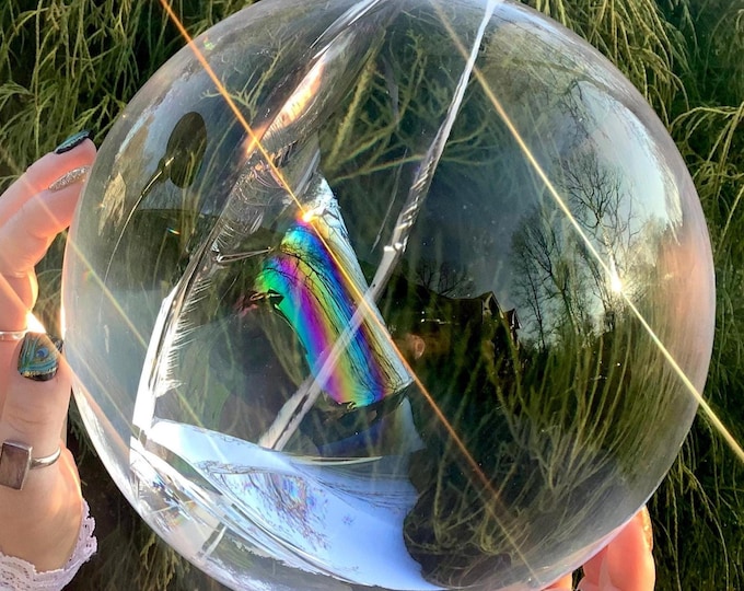 Ultra Clear Quartz Crystal Ball ~ Large 23 Lb. 11 oz. ~ 9” Wide ~ Museum Quality, STUNNING Rainbow Inclusions, Fast & Free Shipping USA