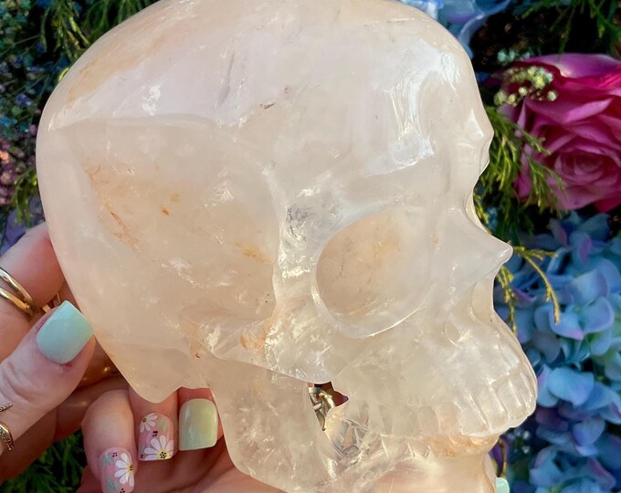 Clear Quartz Crystal Skull ~ Large 4 Lb. 10 oz. ~ 5" Long ~ Hand Carved ~ High Quality Metaphysical Home Decor, Reiki, Altar Display