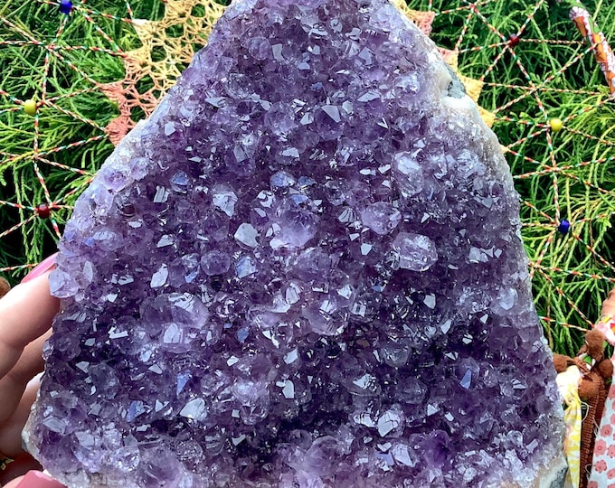 CLEARANCE! ~ Amethyst Crystal Cluster ~ Large 3 lb. 15 oz. ~ 5" Tall ~ Reiki Display ~ Beautiful Purple Points ~ Fast & Free Shipping