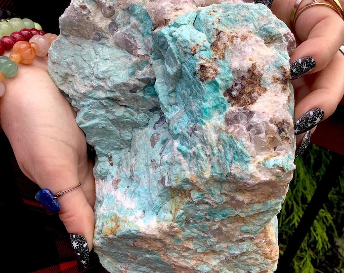 Amazonite Crystal Cluster ~ 4 Lb. 10 oz. ~ 8" Long ~ Reiki, Altar Display ~ Throat Chakra Healing Stone, Unpolished Mineral Specimen