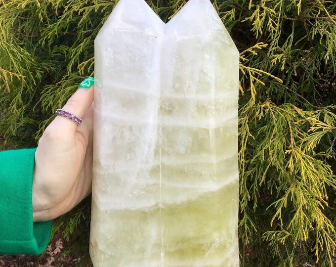 Citrine Crystal Twin Flame Generator ~ Large 7 Lb. 9 oz. ~ 10" Tall Double Tower ~ Natural Golden Clear Yellow Color Rainbow Inclusions