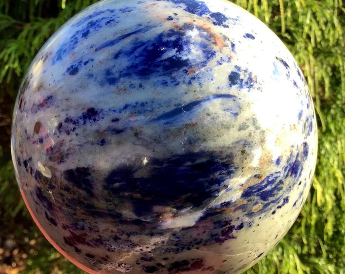 Sodalite Crystal Ball ~ Large 4 lb. 7 oz. ~ 4" Polished Sphere ~ Stunning Royal Blue Colors ~ Reiki, Altar Display ~ Fast & Free Shipping
