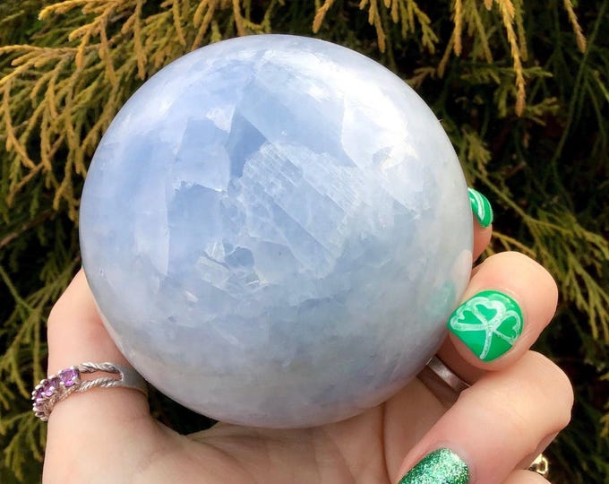 Blue Celestite Crystal Ball: Reiki Altar Decor, Meditation Sphere